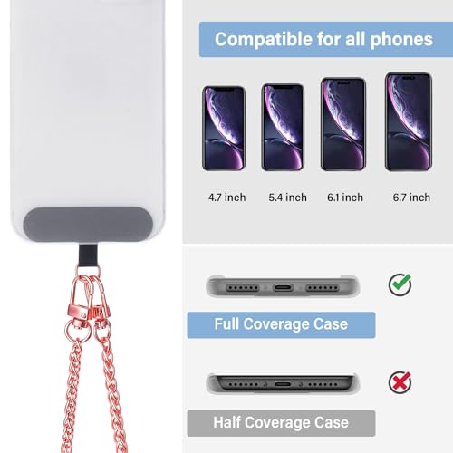 Canlierr 2 Pack Phone Chain Crossbody, with Tether Tab, Deep Rose Gold - color: Deep Rose Gold