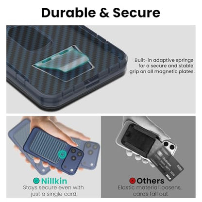Nillkin FiberMate MagSafe Phone Wallet, RFID Blocking, Adjustable Stand - color: Blue