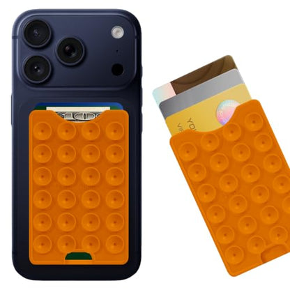 Suction Phone Card Holder Adhesive Mount,Up to 3 Cards,Marigold - color: Marigold
