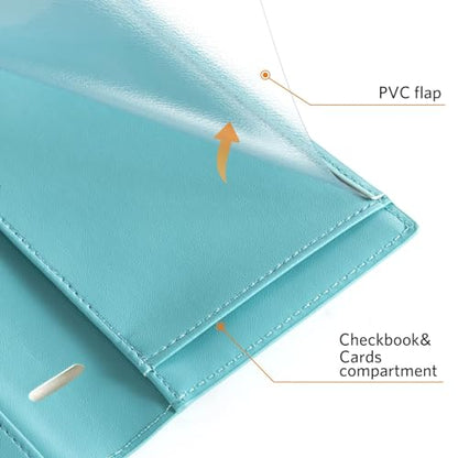 CoBak Checkbook Cover for Women & Men - PU Leather Case with RFID Blocking | Classic Design Check Book Holder for Personal and Business - color: Jungle