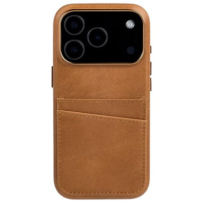 Dockem Genuine Leather Card Case for iPhone 17 Pro with Camera Control Button and Stitched-on Wallet with 2 Holder Slots (Light Brown, M2GL) - color: Light Brown, size: 17 Pro