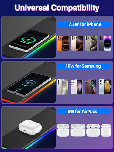 XXL RGB Gaming Mouse Pad with 15W Magnetic Wireless Charger - color: RGB-Magnetic Right Charger-31.5"x15.8"