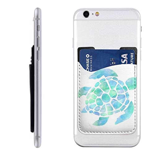 Watercolor Turtle Phone Credit Card Holders Sleeve Adhesive Wallet Compatible with Most Back of Phones - color: Watercolor Turtle