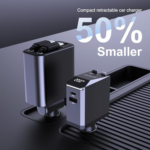 200W Retractable Car Charger, Power Display