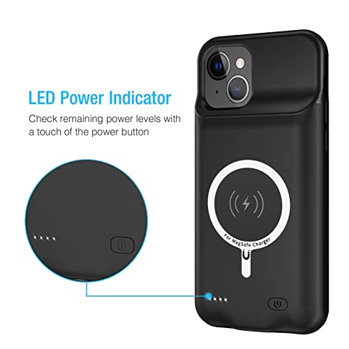 Battery Case for iPhone 13, Enhanced 10000mAh Portable Protective Smart Wireless Charging Case Support Carplay Compatible with iPhone 13 (6.1 inch) Rechargeable Extended Battery Charger Case (Black) - size: iPhone 13 (6.1 inch)