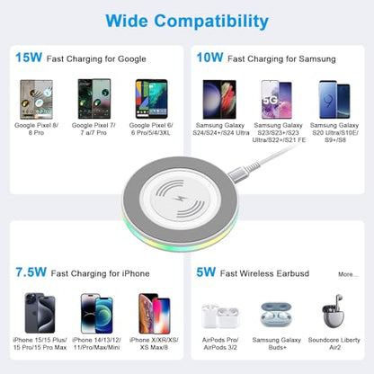 15W iPhone Wireless Charger Fast Charging Pad for iPhone 17 16 15 14 13 12 - color: White, style: 1-Pack