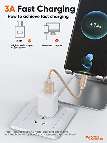 CableCreation Short USB A to USB C Cable 6 inch, USB C to A Fast Charging - color: Gold, size: 0.5FT