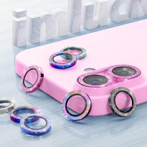 imluckies for iPhone 16 / iPhone 16 Plus Camera Lens Protector, AR+AF Tempered Glass 9H Anti-Scratch Metal Individual Lens Cover, HD Clear Camera Accessories, Glitter Pink - color: Glitter Pink