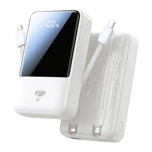 Aioneus Power Bank Fast Charging 20000mAh, 45W Portable Charger with Built-in Cables, 4-in-1 Battery Pack with LED Display for iPhone, Samsung Galaxy, iPad, MacBook Air, Travel
