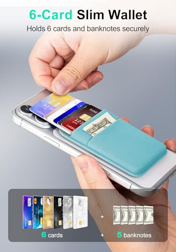 Senose Magnetic Wallet for Phone, 6-Card Holder, Stretchy Magnet Phone Wallet Green - color: Green