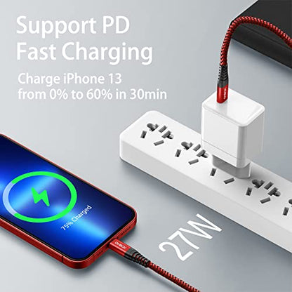 iPhone Fast Charger Cable [MFi Certified] USBC Lightning Cable 6FT, 2 Pack - color: Red, size: 6FT, style: USB-C to Lightning Cable