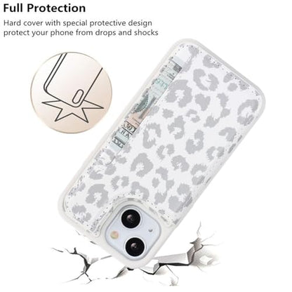 iCoverCase Compatible with iPhone 13 Mini Case with Card Holder, Wallet Phone Case for Women Men RFID Blocking PU Leather Protective Case 5.4 Inch (Gray Leopard) - color: Gray Leopard
