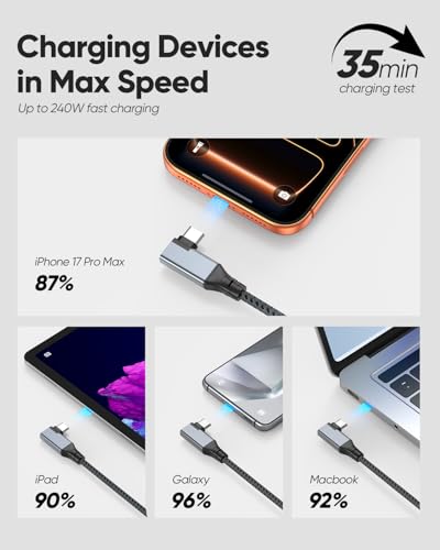 20Gbps Short USB C to USB C Cable 6 inch Right Angle USB C 3.2 Cable - size: 0.5FT
