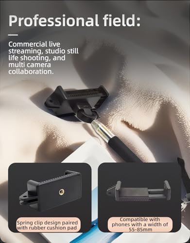 All Phone Holder – No Tools Needed! Spring Clamp Fits 55-85mm Phones, Sturdy E-Base for Car Rides, Zoom Calls & Outdoor Filming 360° Adjustable, Soft TPU Padding | Gym, Travel, Studio