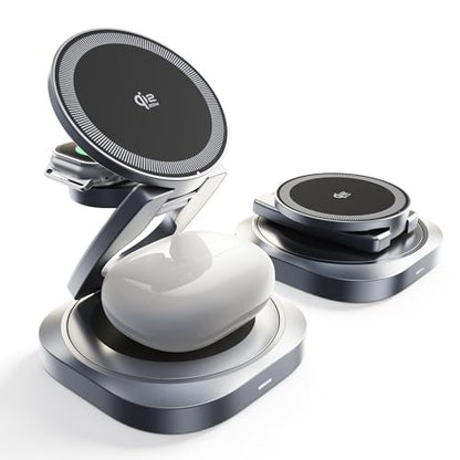 REWONDER 3-in-1 Qi2.2 25W Fast Wireless Charging Station for iPhone - color: Grey
