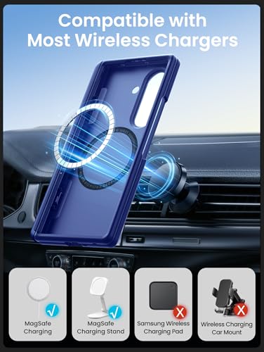 i-Blason for Samsung Galaxy Z Fold 7 Case MagSafe with Stand [9H+ Tempered Glass Screen Protector] [Hinge Protection] Wireless Charging Full-Body Protective Kickstand Case for Z Fold 7, Blue - color: Blue