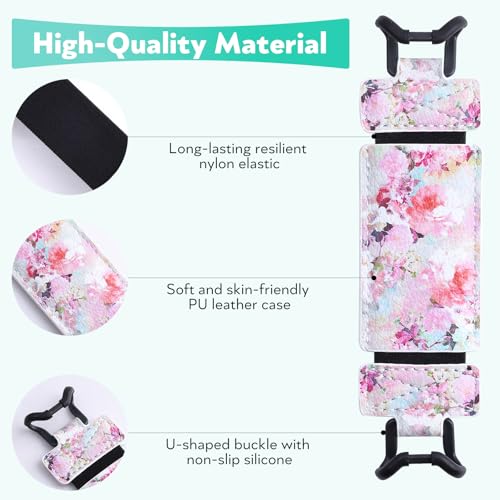 Secure Hand Strap for Kindle and Tablet - High Elasticity Finger Grip Holder Accessories for 6-8 Inches E-Book Tablet. - color: Pink Flower