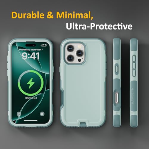 Follaroma Magnetic for iPhone 16 Pro Case, Heavy Duty Cases, Green, 6.7" | Compatible with MagSafe, Heavy Duty Shockproof,Military-Grade Anti-Drop Protective,Dual Layer Magnetic Protection Phone Cover - color: Green, size: iPhone 16 Pro 6.3''