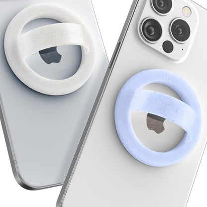 Encased LoopGrips for MagSafe (2 Pack), Magnetic Detachable Phone Holder, Silicone Finger Grip Rings - Designed for iPhone 14/15/16 Pro Max (Clear Sparkle & Glitter Blue) - color: Blue Glitter