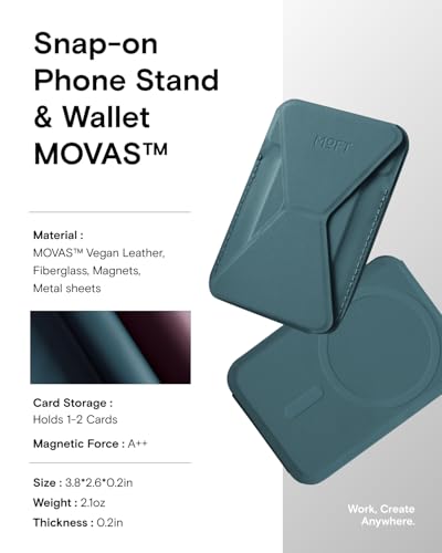 MOFT Magnetic Wallet Stand Compatible with iPhone 17/16/15/14/13/12 Series, Angle Adjustment & Magsafe Compatible MOVAS Phone Stand,Jungle - color: Jungle, size: Standard