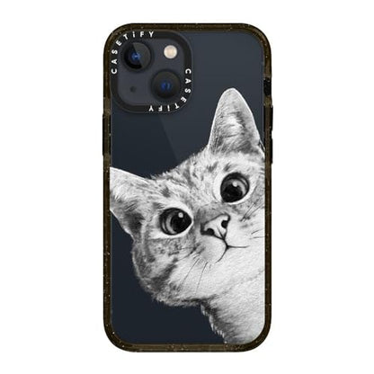 CASETiFY for iPhone 13 Mini Case - Impact | Slim Fit | 6.6 ft. Drop Protection | peekaboo cat on rose gold | Black - color: peekaboo cat on rose gold, size: Iphone 13 Mini (5.4")