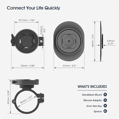 Bike Phone Mount, Universal Stable Bicycle Stem/Handlebar Cell Phone Holder - style: Quad-Clip Stem/Handlebar Mount