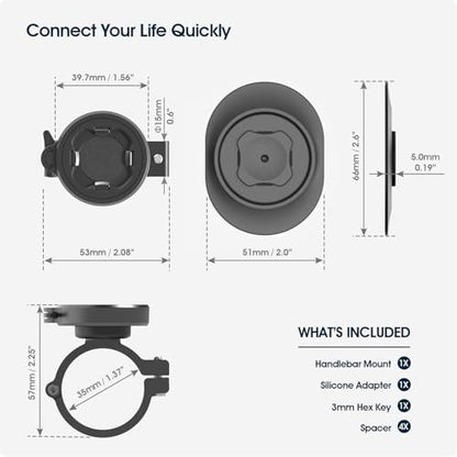 Bike Phone Mount, Universal Stable Bicycle Stem/Handlebar Cell Phone Holder - style: Quad-Clip Stem/Handlebar Mount