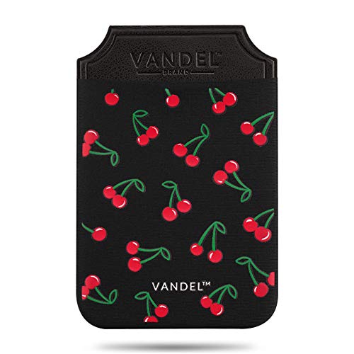 Vandel Stick-On Fabric Phone Wallet for Women, Cute Credit Card Holder | Stylish Credit Card Holder for Phone Case, Stick On Back of Phone Fabric Sleeve for iPhone Pocket - color: Cherry