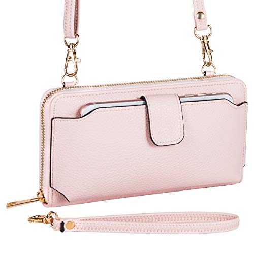 K . A Womens Wristlet Wallet Crossbody Bag Cellphone Purse Handbag RFID Card Slots 2 Strap Wrist - color: Pink