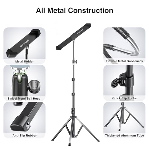 elitehood Diagonal iPad Tripod Stand, 72in Gooseneck Tablet Floor Stand - size: 9–13" · Diagonal Clamp