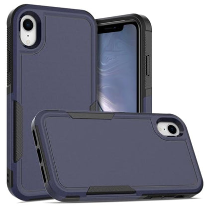 for iPhone XR Case: Dual Layer Protective Heavy Duty Cell Phone Case Shockproof Rugged Bumper Tough with Screen Protector - 16ft Military Grade Drop Tested for Appple iPhone XR (6.1 inch), Blue - color: Navy Blue (PC) + Black (TPU)