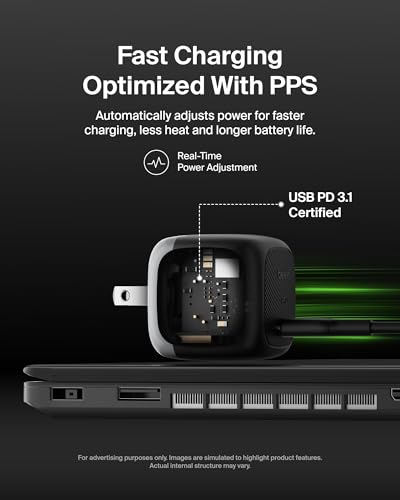 Belkin 65W Compact USB C Charger Block, Fast Charging for Travel - style: Single Pack