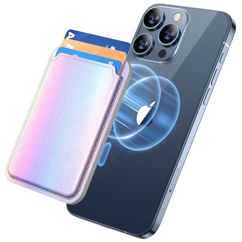miracase for MagSafe Wallet, Magnetic Card Wallet Holder, Compatible with MagSafe Wallet, 3-Card Holder, for iPhone 15/14/13/12 Series,Rainbow - color: C-Rainbow, style: Basic Wallet