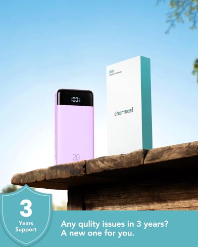 charmast Portable Charger Built-in Cables, 20000mAh Power Bank 6-Output | Travel Fast Charging Battery Pack for iPhone 17/16/15 Samsung Android, Flight-Approved, Multi-Device, USB-C & USB-A, LED % - color: Purple