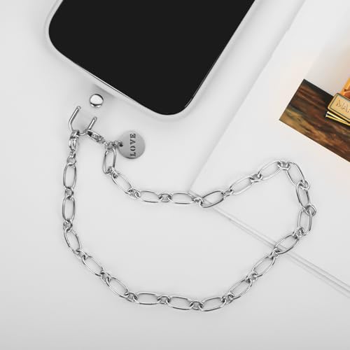 Phone Charm Detachable Metal Cellphone Wrist Strap for Women Girls, Cell Phone Lanyard - color: Aa-silver