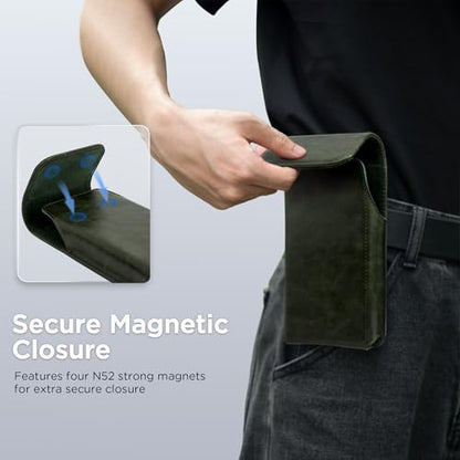 Holster for iPhone 17 Pro Max 16 Pro Max 15 Pro Max 14 Pro Max 13 Pro Max 16 Plus 15 Plus 14 Plus, Premium Leather Pouch with Belt Clip Phone Holster Belt Case, Green -L - color: Green, size: Large