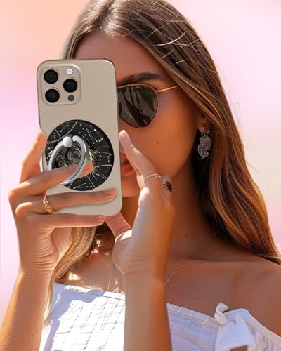 Lotadilo for Magnetic Phone Ring Holder Compatible with MagSafe for Women - Cute Design Magnet Phone Grip Ring Stand Kickstand for iPhone 17/16 Pro Max/16 Pro/16/15/14/13/12 Series, Sun Moon