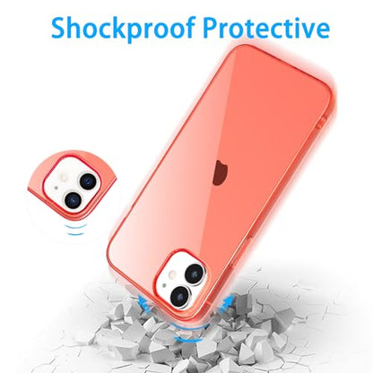 JJGoo Compatible with iPhone 12 Case & 12 Pro Case Clear Soft Transparent Shockproof Protective Slim Thin Bumper Phone Cover for 12 and 12 Pro - 6.1 inch, Clear Red - color: Red