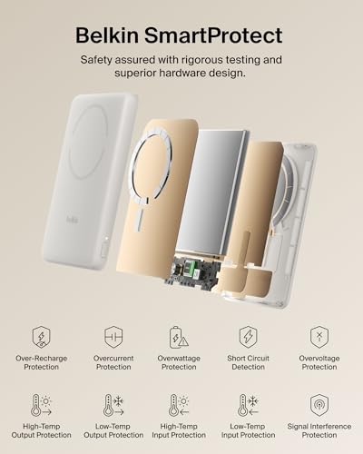 Belkin 5K 15W Qi2 MagSafe Power Bank with USB C Cable for iPhone 17 & More - color: Sand