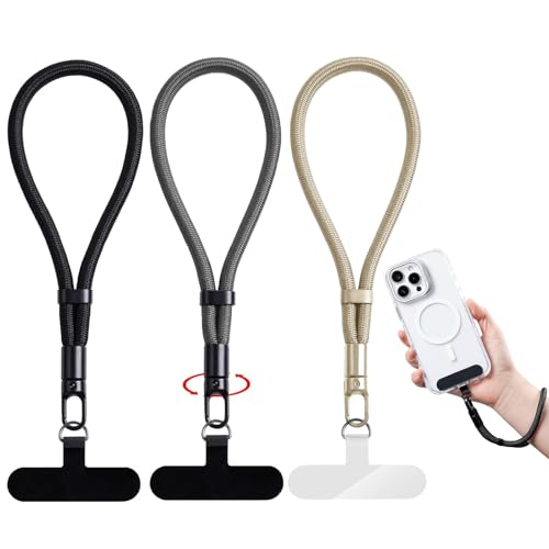 Phone Lanyard for Cellphone Case, Phone Wrist Strap for Case, Cellphone Strap Wrist Lanyard for Women and Men - color: Black+grey+camel