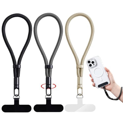 Phone Lanyard for Cellphone Case, Phone Wrist Strap for Case, Cellphone Strap Wrist Lanyard for Women and Men - color: Black+grey+camel