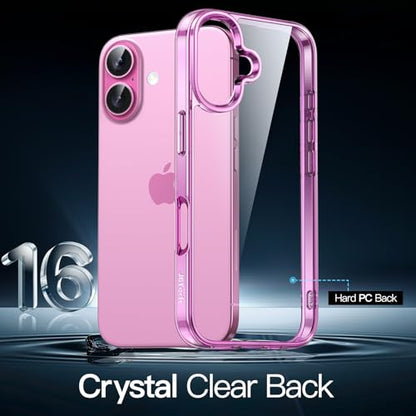 JETech Case for iPhone 16, Anti-Yellowing, Pink | Shockproof Protection, Scratch Resistant Hard PC Back, Durable Transparent TPU Bumper - color: Pink, size: iPhone 16