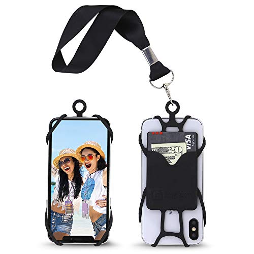 Gear Beast Cell Phone Wrist Strap Mobile Phone Holder Wristlet with Card Pocket Compatible with iPhone, Galaxy & Most Smartphones - color: Dark Black