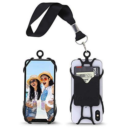 Gear Beast Cell Phone Wrist Strap Mobile Phone Holder Wristlet with Card Pocket Compatible with iPhone, Galaxy & Most Smartphones - color: Dark Black