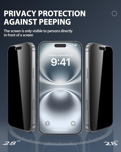 GIGIKISS 2 Pack Privacy Screen Protector for iPhone 16 Pro Max - size: for iPhone 16ProMax 6.9 inch - Black