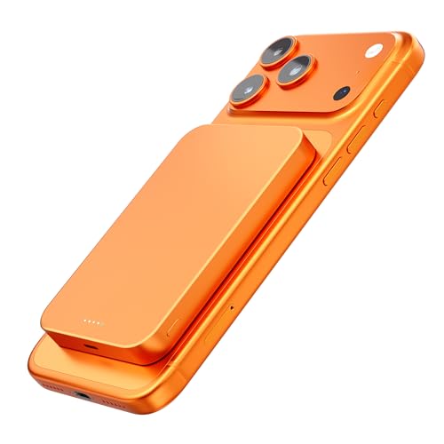 Magnetic Portable Charger – Industry-First Titanium Power Bank, 10,000mAh Ultra-Slim 0.5-Inch Design, 20W Fast Charging Battery Pack for iPhone 17/16/15/14/13/12/Air Series - color: Cosmic Orange