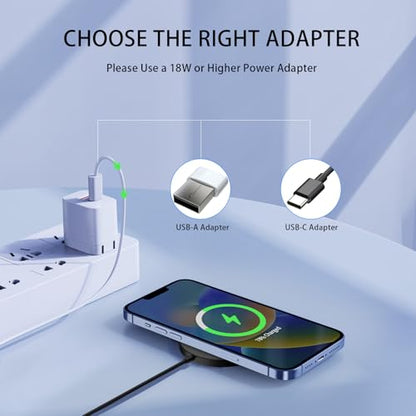 for MagSafe Charger, Magnetic Wireless Charging Pad for iPhone 17/17 Pro/17 Pro Max/Air/16 15 14 13 12 Pro Max Plus mini & AirPods 2 3 Pro, Strong Magnet, USB-C/A Ports (Black) - color: Black