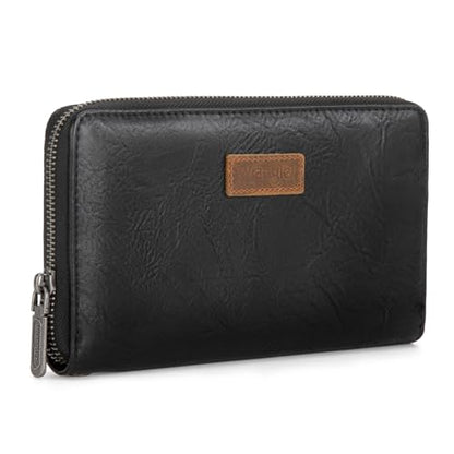 Wrangler Womens Wallet Wristlet Wallets for Women Large Capacity Women's Wallets Black Wallet Credit Card Holder for Women Men - color: A-Black