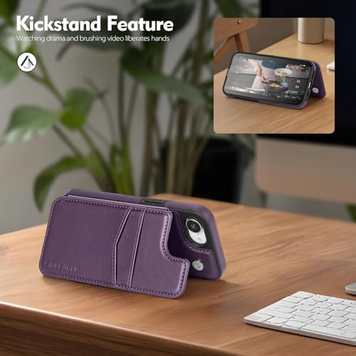 SkyEagle Compatible with MagSafe iPhone 17e / 16e Case Wallet,Purple | Magnetic Clasp,RFID Blocking,PU Leather,Flip Folio Shockproof Phone Cover,with Credit Card Slots & Kickstand for Men & Women - color: Purple