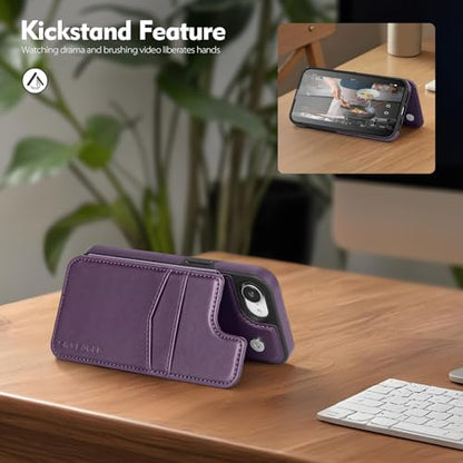 SkyEagle Compatible with MagSafe iPhone 17e / 16e Case Wallet,Purple | Magnetic Clasp,RFID Blocking,PU Leather,Flip Folio Shockproof Phone Cover,with Credit Card Slots & Kickstand for Men & Women - color: Purple